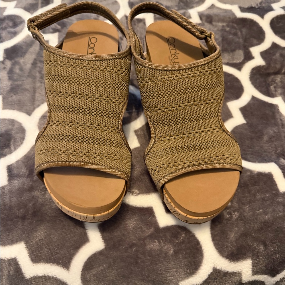 Corkys Tan Woven Wedges